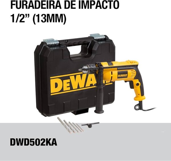 Combo Furadeira Impacto 1/2" 220V 5 Brocas DWD502KA-B2 DEWALT - Image 3