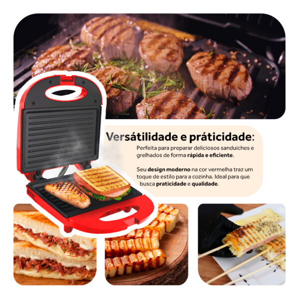 Sanduicheira 750W 220V Vermelho Kian - Image 4
