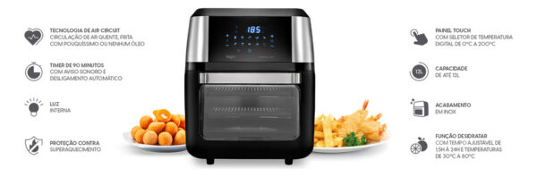 Fritadeira Elétrica Sem Óleo Elgin 12 Litros 4 Em 1 Forno 220V 1800W - Image 6