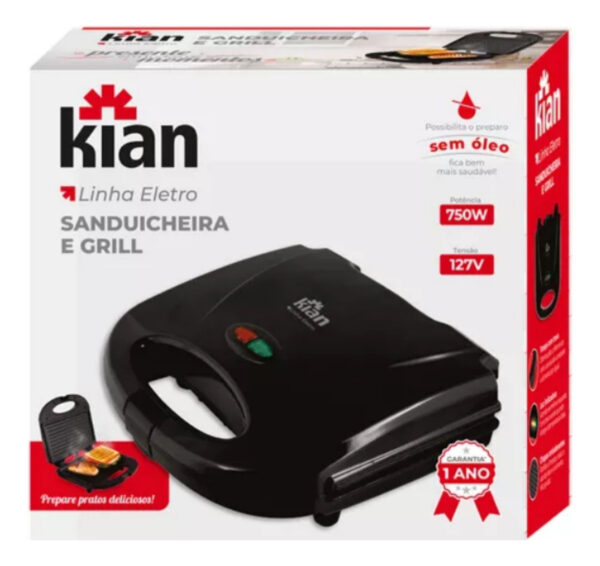 Sanduicheira 750W 127V Preto Kian - Image 3