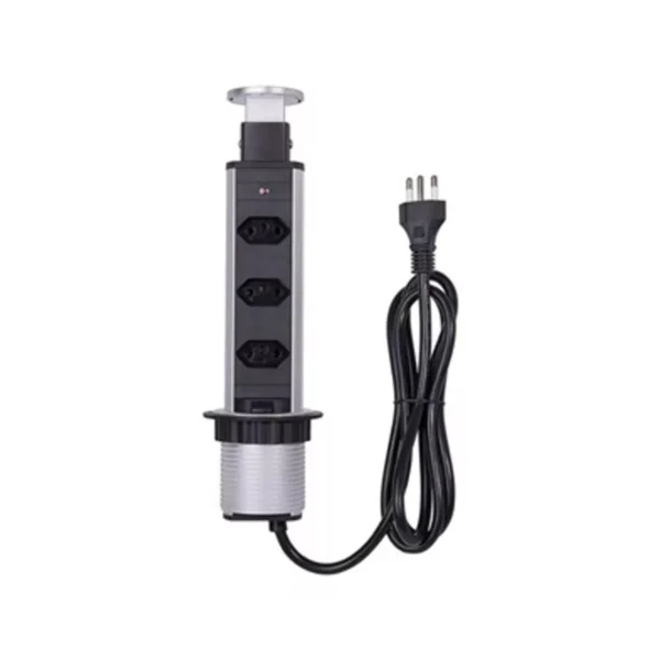 Torre Tomada com 3 Pontos 2P+T 10A/20A Renna Prata - Image 2