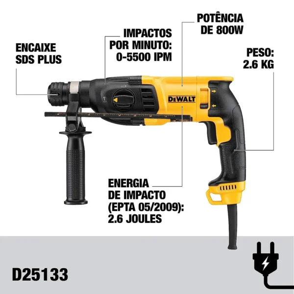 Martelete SDS Plus 800W 127V com Maleta DEWALT - Image 3