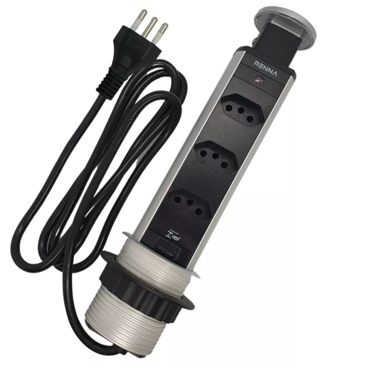 Torre Tomada com 3 Pontos 2P+T 10A/20A Renna Prata