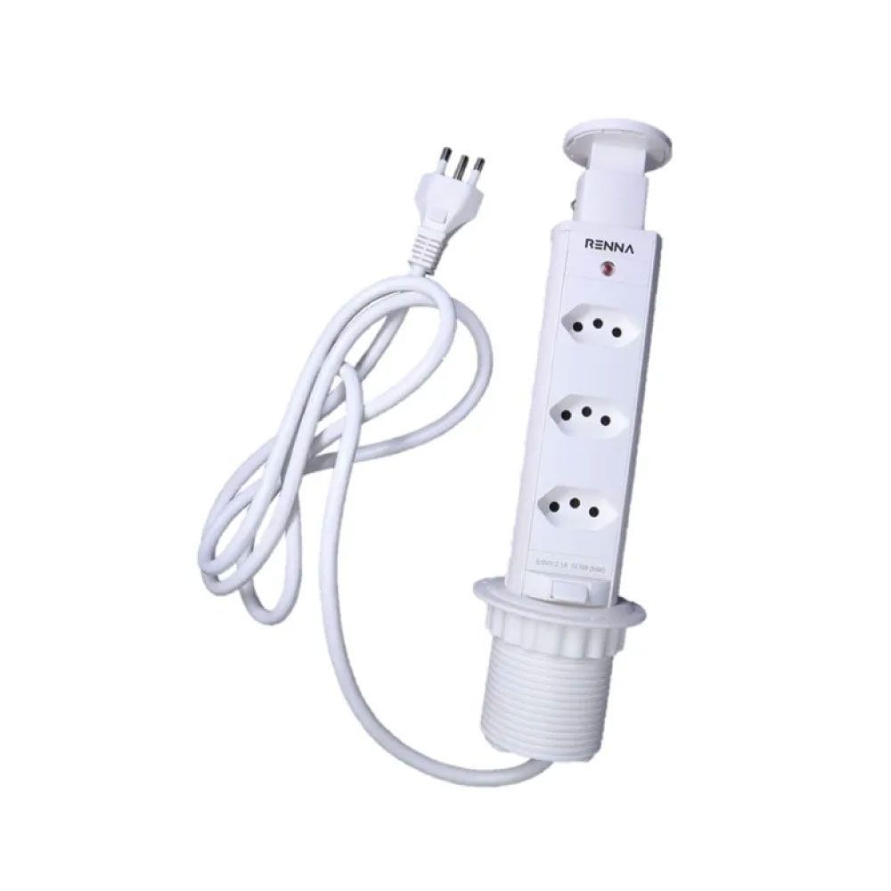 Torre Tomada com 3 Pontos 2P+T 10A/20A Renna Branca